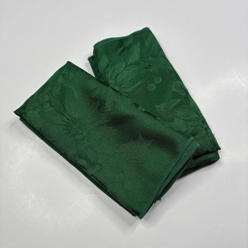 Set of 4 Fabric Napkins Green Jacquard Floral 13.7